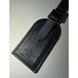 Louis Vuitton Black Leather Tag w/ Y S Initials Small Goldtone